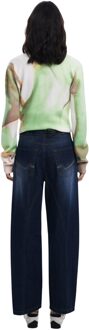 Desigual Brede Pijpen Denim Jeans Donkerblauw