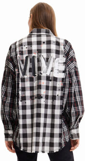 Desigual Dames Geruite Overhemd Zwart/wit