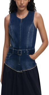 Desigual Denim Top Midi-jurk Donkerblauw - S