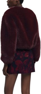 Desigual Faux Fur Bordeau Jacket Donkerrood
