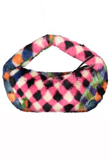 Desigual Fluffy Tas Multicolor Ruit Roze - One Size