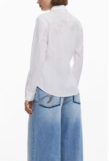 Desigual Geborduurde Schouderknop Overhemd Wit - L