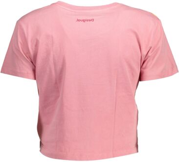 Desigual Geprinte Crop Tee met Korte Mouwen Casual Top Lichtroze