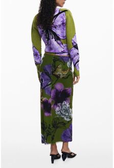Desigual Geprinte Maxi Rok met Bloemenmotief Donkergroen