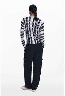 Desigual Geruit Langemouw T-shirt Wit