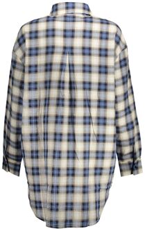 Desigual Geruite Bloemige Pocket Top Lichtgrijs