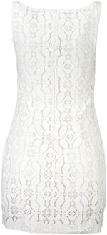 Desigual Kanten Mini Jurk Mouwloos Vierkante Hals Wit - L