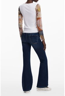 Desigual Lange mouwen gedrukte mesh top Wit