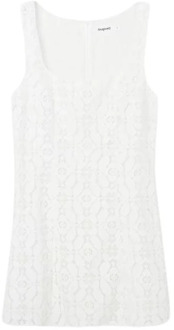 Desigual Mouwloze witte jurk voor lente/zomer Desigual , White , Dames - Xl,L