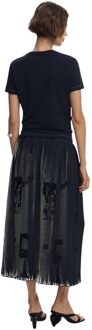 Desigual Plisséd Midi Rok Zwart - XS