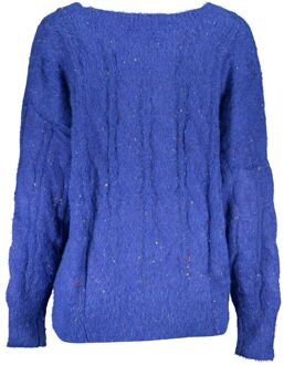 Desigual V-hals gespikkelde gebreide trui Middelblauw