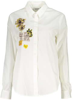 Desigual Witte Bedrukte Katoenen Shirt Desigual , White , Dames