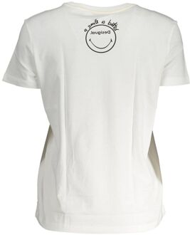 Desigual Zonnebloem Smiley Gezicht T-shirt - maat XL Wit