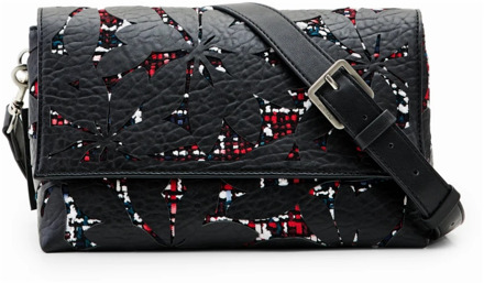 Desigual Zwarte Polyethyleen Schoudertas met Verstelbare Band Desigual , Black , Dames - ONE Size