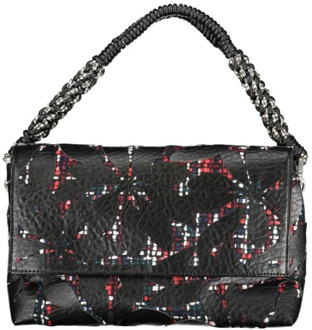 Desigual Zwarte Polyethyleen Schoudertas met Verstelbare Band Desigual , Black , Dames - ONE Size