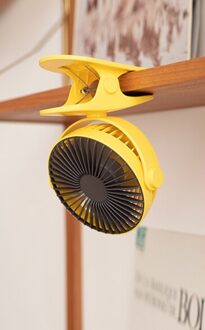 Desktop Clip Fan Slaapkamer Studentenflat 360-Graden Rotatie Mini Kleine Tafel Ventilator Drie Grote Wind geel