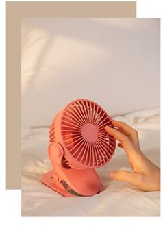 Desktop Clip Fan Slaapkamer Studentenflat 360-Graden Rotatie Mini Kleine Tafel Ventilator Drie Grote Wind Roze