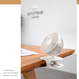 Desktop Clip Fan Slaapkamer Studentenflat 360-Graden Rotatie Mini Kleine Tafel Ventilator Drie Grote Wind wit