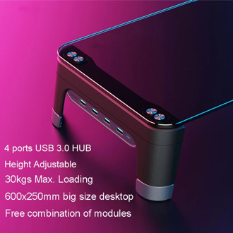 Desktop Notebook Laptop Monitor Stand Space Bar Non-slip Desk Riser with 4ports USB Hub Data Transmission and Fast Charger 600L
