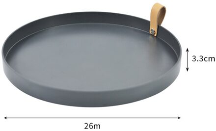 Desktop Opbergvak Nordic Plastic Ronde Sieraden Trays Woonkamer Keuken Tafel Maaltijd Snack Lade Plaat Met Handvat Home Decor donker grijs