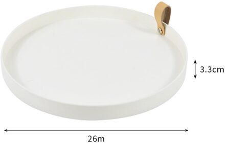 Desktop Opbergvak Nordic Plastic Ronde Sieraden Trays Woonkamer Keuken Tafel Maaltijd Snack Lade Plaat Met Handvat Home Decor wit