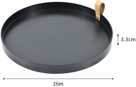 Desktop Opbergvak Nordic Plastic Ronde Sieraden Trays Woonkamer Keuken Tafel Maaltijd Snack Lade Plaat Met Handvat Home Decor zwart