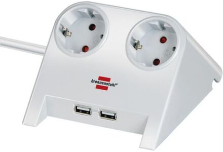 Desktop-Power stekkerdoos met 2 contacten en 2x USB / wit - 1,8 meter