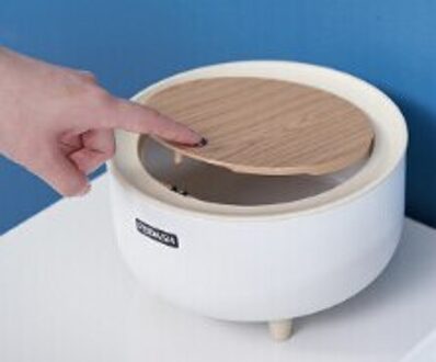 Desktop Prullenbak Hoge Voet Met Anti-Slip Mat Druk Deksel Elastische Gesp Tool Stijl