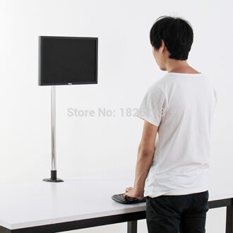 Desktop Super-hoge Sit-Stand 17-27inch Monitor Houder Rvs TV Mount Stand Kolom Hoogte 90cm Laden 4.5kgs