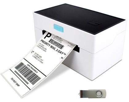 Desktop Thermal Label Printer for 4x6 Shipping Package Label Maker 160mm/s High Speed USB Connection Thermal Sticker Printer Max.110mm Paper Width Compatible with Amazon UPS Ebay Shopify FedEx Labeling Barcode Express Label Printing Postage Mailing Labeli