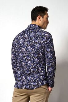 Desoto Overhemd Kent Bloemetjes Navy Donkerblauw - XL