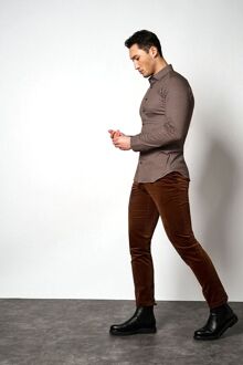 Desoto Overhemd Kent Figuren Bruin - XXL