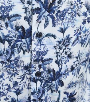 Desoto Overhemd Print Bloem Blauw - XXL