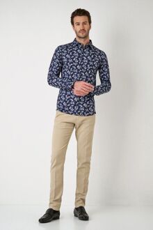 Desoto Overhemd Print Denim Blooming Navy Donkerblauw - S,XL