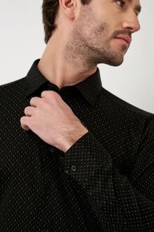 Desoto Overhemd Print Structure Zwart