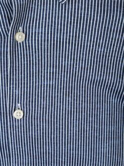 Desoto Shirt Kent Stripes White and Navy Blue Blauw - L,M,S,XL