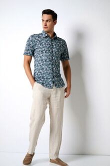 Desoto Short Sleeve Jersey Overhemd Bloemenprint Blauw - 3XL,L,M,S,XL,XXL