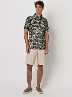 Desoto Short Sleeve Jersey Overhemd Botanic Print Navy Donkerblauw