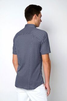Desoto Short Sleeve Jersey Overhemd Print Navy Donkerblauw - 3XL,L,M,S,XL,XXL