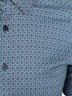 Desoto Short Sleeve Overhemd Print Aqua Blauw - 3XL,L,M,S,XL,XXL