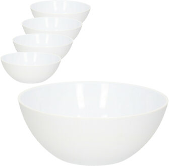 Dessert en serveer schaaltjes / kommetjes - 4x - 950 ml - wit - kunststof - 17 x 7 cm