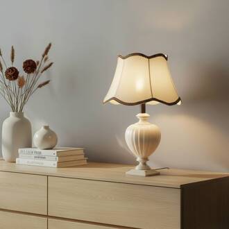 Desy tafellamp, keramiek, crèmekleurig, hoogte 60 cm, E27 ivoor