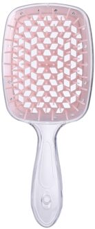 Detangling Borstel Hoofdhuid Massage Haar Kam Detangling Borstel Voor Krullend Haar Borstel Ontklitter Haarborstel Vrouwen Mannen Salon Styling transparant roze