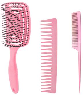 Detangling Haar Hrush Haar Kam Set Ontklitter Haarborstel Voor Krullend Haar Kapper Accessoires Hair Care Styling Gereedschap