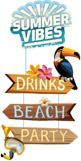 Deur Deco Summer vibes Hawaii Party Multikleur - Print