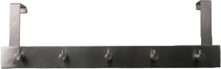 Deur kapstok - 5 ophang haken - RVS - 16 x 40 cm - ruimtebesparend - stompe deur