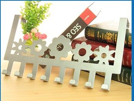 Deur Opknoping Haak Punch Gratis Kleding Jas Hoeden Tassen Handdoek Hanger Ruimtebesparend Keuken Badkamer Accessoires Houder Haken bloem zilver