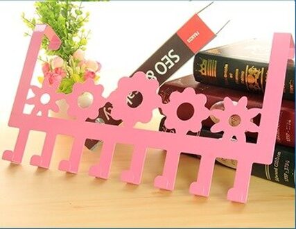 Deur Opknoping Haak Punch Gratis Kleding Jas Hoeden Tassen Handdoek Hanger Ruimtebesparend Keuken Badkamer Accessoires Houder Haken Flowers roze