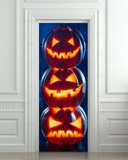 Deur Stickers Poster Halloween Pumpkings Diy Zelfklevende Waterdichte Pvc Muurschildering Behang 3D Deur Home Deur Decoratie 77x200cm