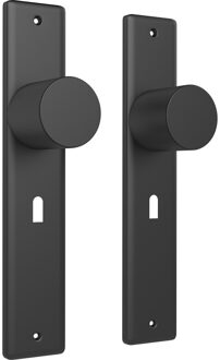 Deurbeslag met Draaiknop - Ceraxo Thor - Deurklink met Sleutelgat Rozet - Gekarteld Draaiknop - Mat Zwart